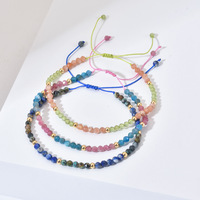 Bracelet en perles de pierre naturelle à facettes faites à la main, cordon ajustable à nœud coulissant, bijoux empilables, cadeaux