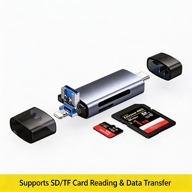 OTG Reader Writer IOS+Type-C+USB Interface SD TF Mobile Card Reader Multi-in-1 USB C OTG Adapter Plug/Play High-Speed Read/Write