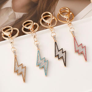 Trendy Stylish Alloy Coin Holder Keychain Lightning Bolt Design Rhinestones Fashion Cartoon <b>Bag</b> <b>Charm</b>-Eye-Catching Birthday Gift - Product Image 2
