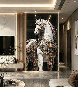 Adesivo Ecologico 3D Stampato a Colori Nero e Oro con Cavallo, Adesivo in Schiuma ad Alta Definizione per Cameretta Bambini, Sfondo TV, Paraschizzi Cucina - Product Image 6