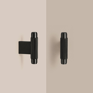 DOOROOM 4 Sizes Available Matte Black H59 Brass Cabinet <strong>Door</strong> Handles Knurled Drawer Pulls for Furniture - Product Image 1