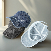 Gorra de béisbol de mezclilla lavada con hebilla dorada de cobre de 6 paneles, textura abstracta, estilo Dad Hat, unisex, retro, tipo Trucker, para hombre y mujer