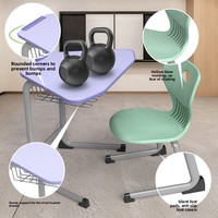 Ensemble de chaises de bureau individuelles personnalisées pour étudiants, bureaux et chaises de classe, tables modulaires trapézoïdales et hexagonales en métal, vente en gros d'usine