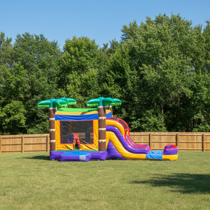 Castillo Hinchable Acuático Infantil con Tobogán Doble y Zona de Salto, Alquiler Comercial - Product Image 2