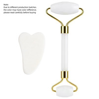 Kit de massage facial et oculaire double tête en quartz rose en résine, avec rouleau et Gua Sha, pour raffermissement de la peau et lifting, usage commercial et domestique