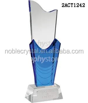 Azul y claro cristal óptico cortina Premio placa