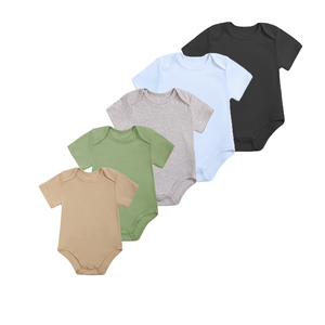 Baju Bayi Baru Lahir Grosir Polos Katun Jumpsuit Kustom Setelan Pakaian Bayi Baru Lahir 0-3 Bulan untuk Anak Laki-laki Perempuan - Product Image 6