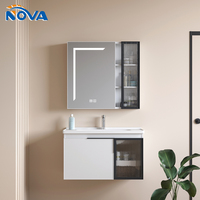 Meuble-lavabo de salle de bain avec miroir - Vasque en céramique et personnalisable pour hôtel et appartement