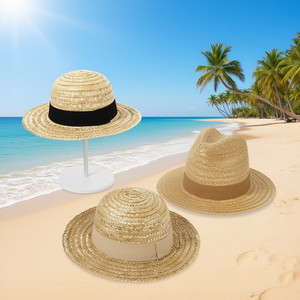 Cappello di Paglia con Tesa da 7 Cm e Bordo in Tessuto da 4 Cm, Sombrero Estivo per Protezione Solare - Product Image 2