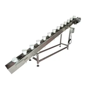 New Customized Inclined Flexible Stainless Steel Bowl Bucket Belt Conveyor Gearbox For Meat Ball Food Industry Plastic
