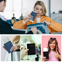 Dompet Kulit PU Harga Pabrik, Tempat Kartu Multifungsi, Penutup Paspor Perjalanan, Grosir