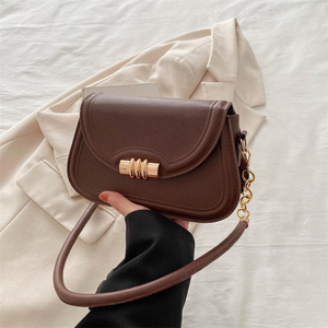 Sac à bandoulière croisé pour femme, style vintage, grande capacité, nouvelle collection printemps-été, en PU, avec sangle simple, carré moyen, couleur unie - Product Image 2