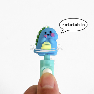 O & Q logotipo personalizado Spin Pen lindo dinosaurio estilo suave plástico Gel pluma secado rápido <span class=keywords><strong>azul</strong></span> negro tinta para niños 0,7mm Multi-venta al por mayor - Product Image 2