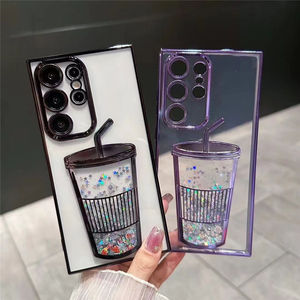 Diseñador de lujo taza de café arenas movedizas Bling brillo chica placa caja del teléfono para <span class=keywords><strong>Samsung</strong></span> S22 S23 S24 Ultra - Product Image 2