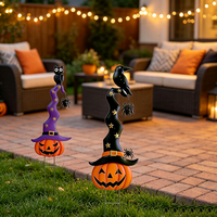 Chapeau de sorcière étoilé OEM ODM avec araignée, décorations d'Halloween effrayantes, piquet de jardin, décoration de pelouse