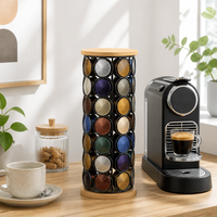 Support à capsules de café Cactus, 52 compartiments, double face, rotatif, en métal, organiseur de capsules de café, support de rangement pour capsules Nespresso, comptoir