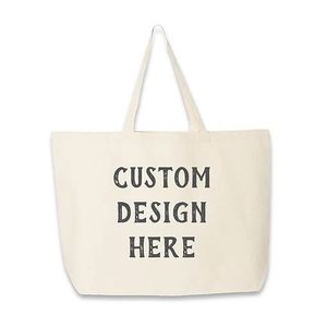Custom Logo <b>Plain</b> Long Handle Printed Blank Cotton Eco-friendly <b>Canvas</b> Shopping Handbags Tote Bag for Women - Product Image 2