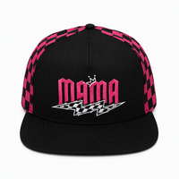 Topi Baseball Bordir 3D OEM Motif Kotak-kotak Racing 5 Panel Terstruktur Pinggiran Datar Topi Golf Gorras untuk Wanita Hadiah