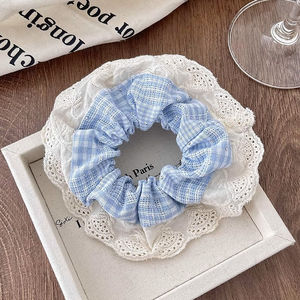 Vente en gros d'accessoires capillaires écologiques de haute qualité : Chouchous en dentelle double couche à motif quadrillé français, élastiques à cheveux en tissu et bandeaux - Product Image 1