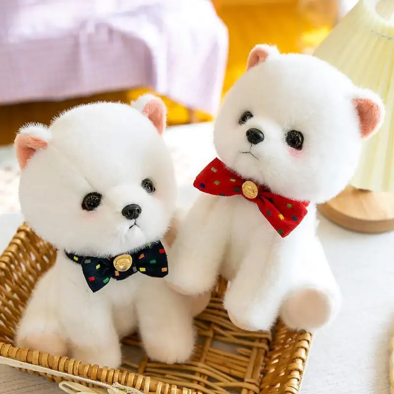 Lindo Simulación Blanco Pomerania Peluche Perro Juguetes Shiba Inu Perro Peluche Animales Realistas Muñecos Cachorro