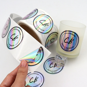 Tùy chỉnh 1-inch tự dính Vinyl Holographic Stickers đặt hàng tối thiểu 500 cái mỗi thùng carton cho bao bì nhãn thiết kế logo <span class=keywords><strong>Maker</strong></span> - Product Image 5