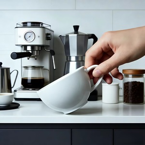 White Ceramic Coffee <b>Cup</b> <b>Set</b> With Saucer And Spoon Solid Color For Presents Chaozhou Origin - Product Image 2