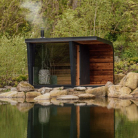 Sauna extérieur modulaire de luxe moderne en bois, grande maison pour 1 à 10 personnes, avec douche intégrée