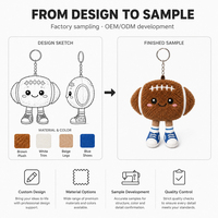 Pendentif en peluche personnalisé en forme de ballon de football, porte-clés mignon en forme de ballon de rugby, breloque de sac mascotte sportive avec chaussures pour cadeaux d'équipe