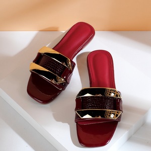 Sh12197a-zapatos de moda Retro para mujer, zapatillas planas de botón grande con personalidad, <span class=keywords><strong>sandalias</strong></span> informales de diseño más nuevo 2023 - Product Image 3