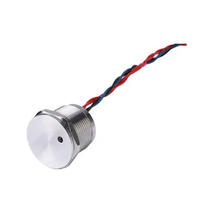 Interruptor piezoeléctrico de metal con cabeza redonda plana de 19mm, autoenganche/autorretorno, con punto de luz LED, resistente al agua IP68 y 4 cables