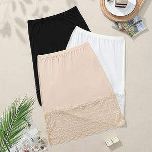 गर्म बिक्री ठोस रंग फीता पुष्प ट्रिम पारदर्शी पेटीकोट एस/एम/एल/एक्सएल महिलाओं की आधी पर्ची अंडरस्कर्ट - Product Image 5