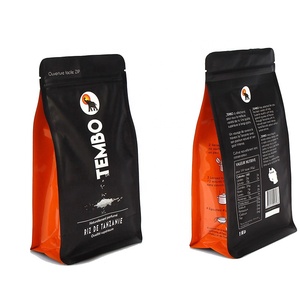 Sachet personnalisé imprimé à huit soudures latérales en plastique composite pour emballage alimentaire, sac à café à fond plat avec fermeture éclair à <span class=keywords><strong>d</strong></span>échirement facile - Product Image 1