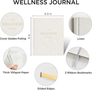 Self Care Wellness <b>Journal</b> with 100 Sheets Leather Hardcover Daily Gratitude & Meal Planner for Women & Men - Product Image 4