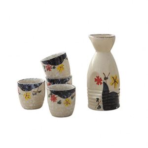 Bouteille de saké chinoiserie unique, tasses à saké en céramique, vente en gros, ensemble de saké japonais traditionnel en céramique personnalisé - Product Image 3