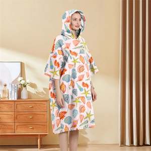 2024 Summer Custom Printing Microfiber Adult Change Robe Hooded Surf Beach <b>Towel</b> <b>Poncho</b> With Pocket - Product Image 3