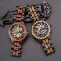 Montre mécanique légère en acier inoxydable et bambou pour homme et femme, avec design rétro ajouré et lumineux