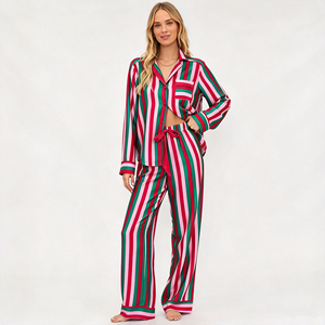 Ensemble de pyjama de Noël pour femmes en gros – Coton bambou, manches longues, tenue de nuit douce et respirante pour les fêtes, vêtements de détente - Product Image 1