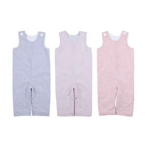 Personalizado bebé niño nombre Panel bordado Jonjon mameluco tejido Gingham niño pestañas laterales Longall bebé niño ropa <span class=keywords><strong>2025</strong></span> - Product Image 2