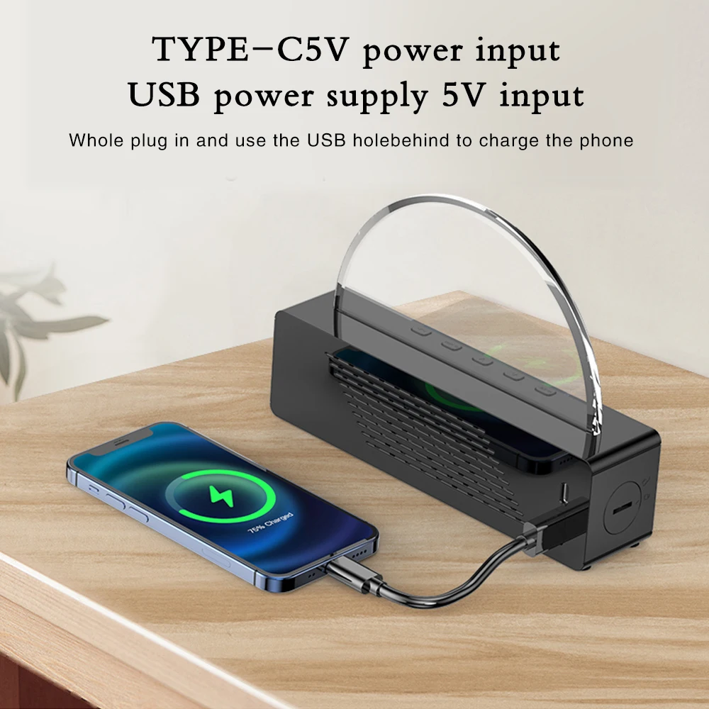 Portable charger with USB connection.