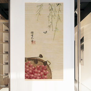 Factory Price <strong>Chinese</strong> Art Fruit Pattern Printed Decorative <strong>Bamboo</strong> Wall Hanging <strong>Paintings</strong> - Product Image 4