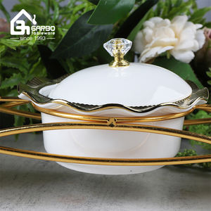 セラミック食器高級ディナーセットゴールデン効果小190ml磁器スナックボウルかわいいセラミックキャンディポットふた付き - Product Image 4