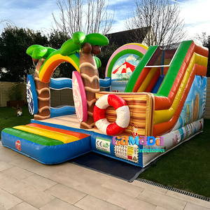 Combo de tobogán de castillo hinchable con tema de playa, casa de rebote Popular barata, artículos inflables para alquiler de eventos, Hupfburg para alquileres de fiestas - Product Image 3