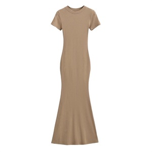 Dolce stile Blogger Sexy Spice ragazza alta marsupio coda di pesce <span class=keywords><strong>vestito</strong></span> di nicchia tinta unita abito in Chiffon a maniche corte da <span class=keywords><strong>donna</strong></span> - Product Image 4