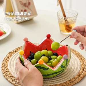 Assiette à fruits en céramique en forme de pastèque avec ensemble de fourchettes pour la cuisine à domicile - Product Image 2