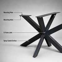 Base de table moderne industrielle circulaire pour restaurant, structure en X, base de table en métal pour table basse
