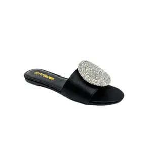 Good Quality Summer Flat African Sandals For Outer Wear With Rhinestones Female Slides Slipper Women Shoes Made In China