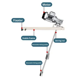 Miscelatore Elettrico con Motore AC 1.1kw Asta di Miscelazione in Acciaio Inox SUS304 per Fusti di Olio a Bocca Stretta da 200L Miscelazione e Erogazione di Materie Prime Chimiche 380V - Product Image 5