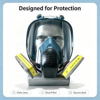 Masque respiratoire intégral en silicone liquide à large champ de vision, construction durable, double filtre réutilisable pour le traitement chimique et la peinture