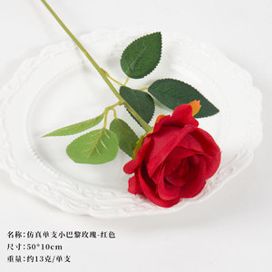 Rose artificielle en velours de soie, <span class=keywords><strong>fleur</strong></span> artificielle, décoration pour la maison, salon, mariage, tige unique, velours, fête des mères, remise de diplôme - Product Image 5