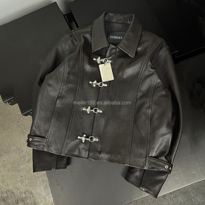 Veste en cuir PU de haute qualité, personnalisée, à revers, avec boucle de pompier et fermeture à mousqueton, pour la mode - Product Image 3
